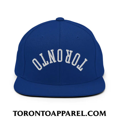 Upside Down Toronto Embroidered Flat Brim Bill Snapback Hat - Royal Blue - Toronto Apparel