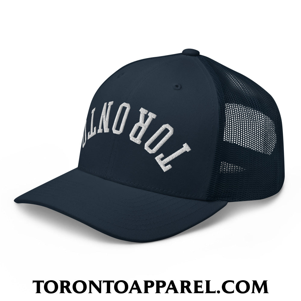 Upside Down Toronto Embroidered Mesh Trucker Hat - Toronto Apparel