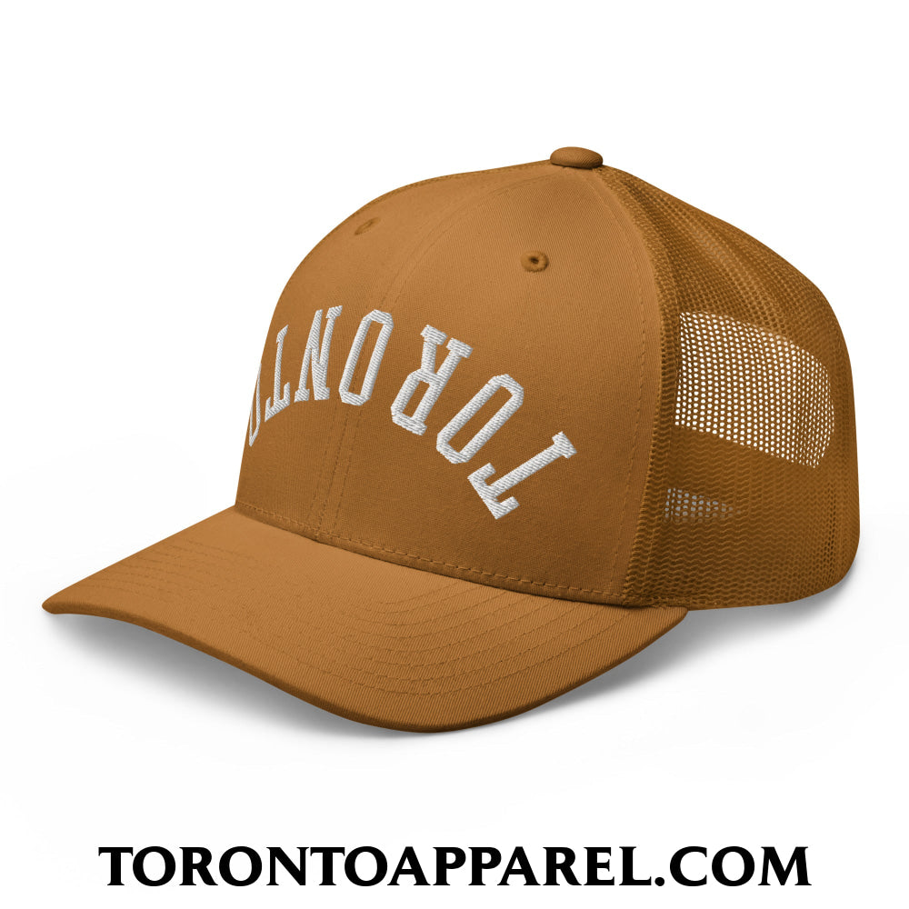 Upside Down Toronto Embroidered Mesh Trucker Hat - Toronto Apparel