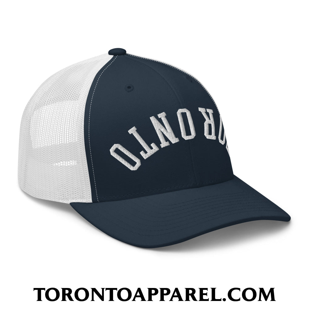 Upside Down Toronto Embroidered Mesh Trucker Hat - Toronto Apparel