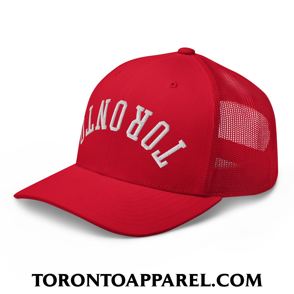 Upside Down Toronto Embroidered Mesh Trucker Hat - Toronto Apparel