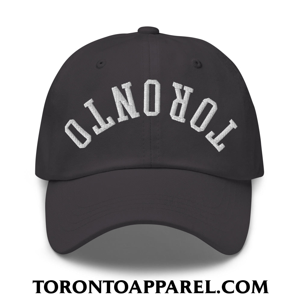 Upside Down Toronto Embroidered Unstructured Dad Hat - Dark Grey - Toronto Apparel