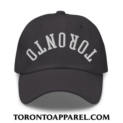 Upside Down Toronto Embroidered Unstructured Dad Hat - Dark Grey - Toronto Apparel