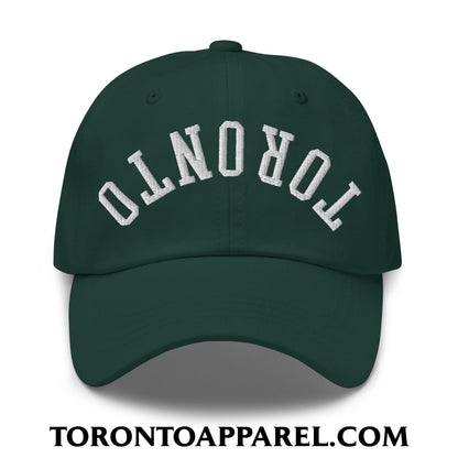 Upside Down Toronto Embroidered Unstructured Dad Hat - Spruce - Toronto Apparel
