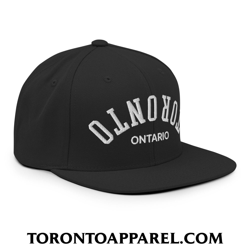 Upside Down Toronto Ontario Embroidered Flat Brim Bill Snapback Hat - Toronto Apparel