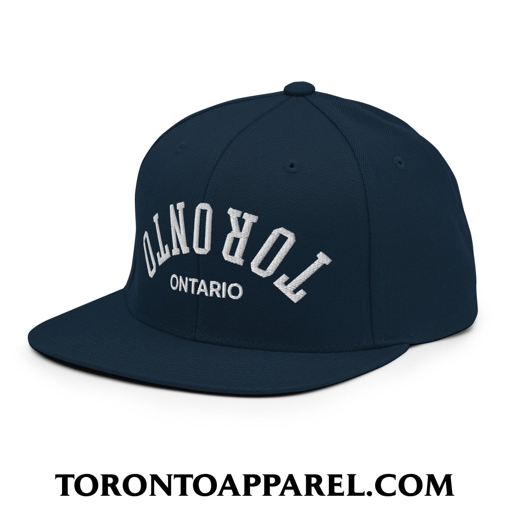 Upside Down Toronto Ontario Embroidered Flat Brim Bill Snapback Hat - Toronto Apparel