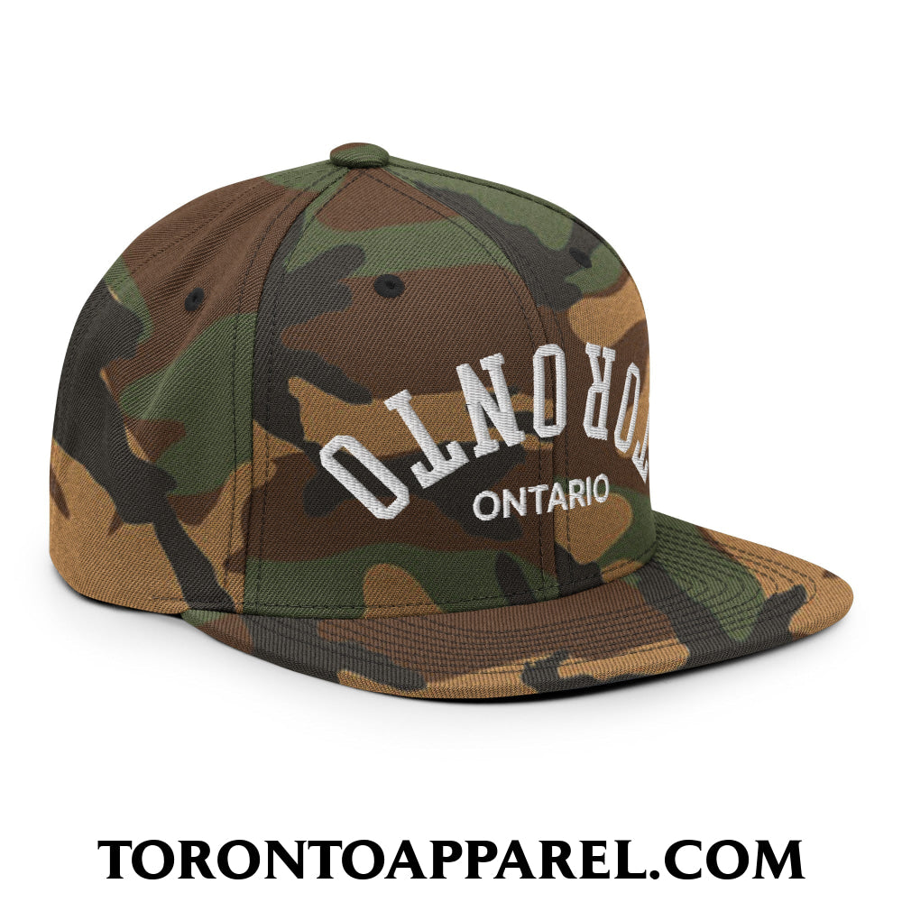 Upside Down Toronto Ontario Embroidered Flat Brim Bill Snapback Hat - Toronto Apparel