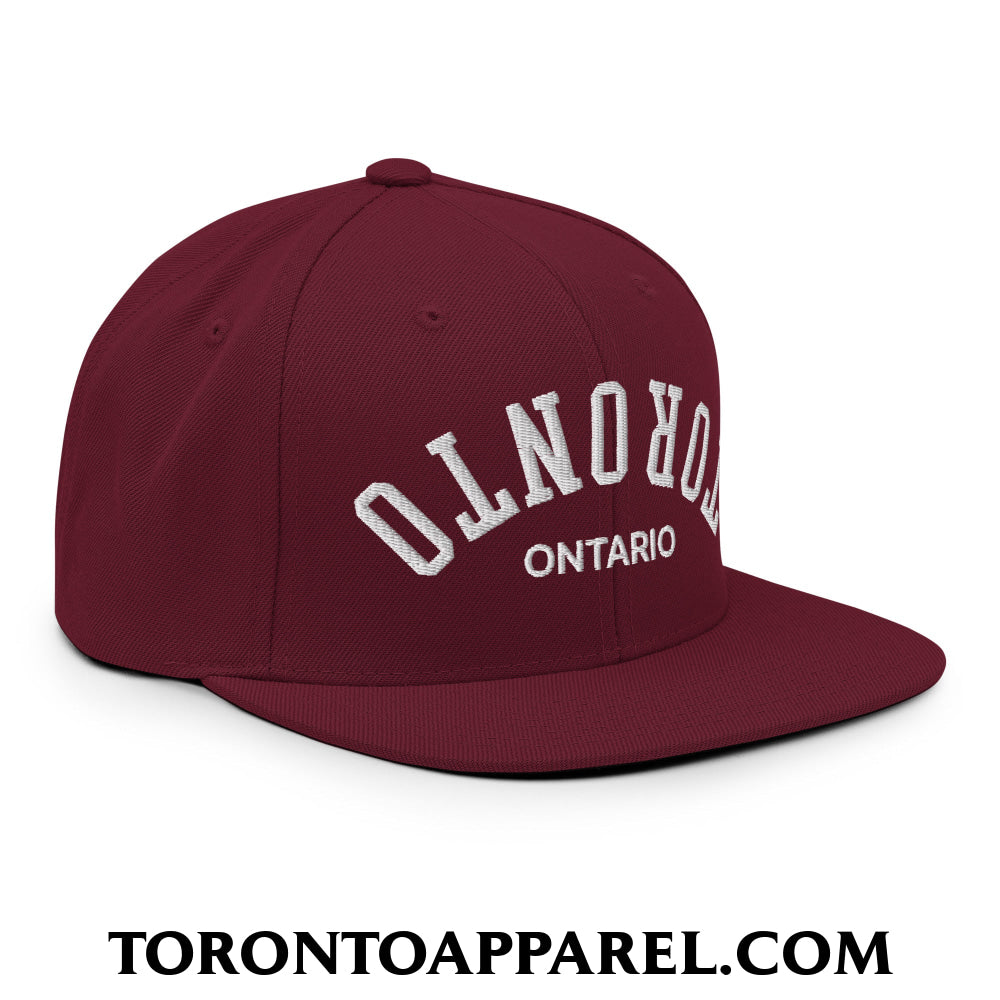 Upside Down Toronto Ontario Embroidered Flat Brim Bill Snapback Hat - Toronto Apparel