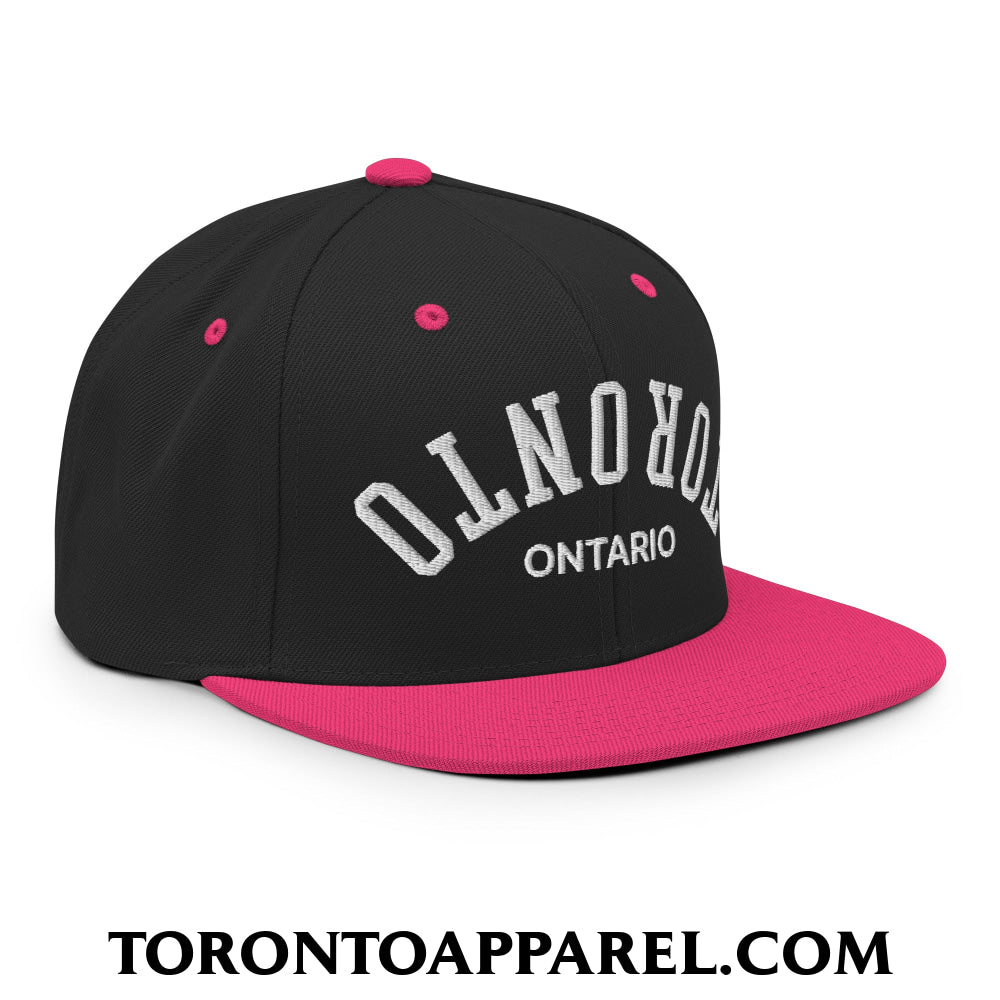 Upside Down Toronto Ontario Embroidered Flat Brim Bill Snapback Hat - Toronto Apparel