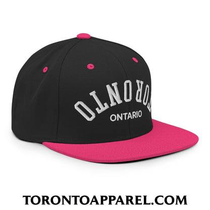 Upside Down Toronto Ontario Embroidered Flat Brim Bill Snapback Hat - Toronto Apparel