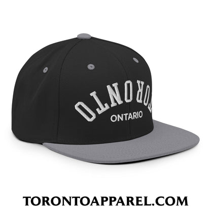 Upside Down Toronto Ontario Embroidered Flat Brim Bill Snapback Hat - Toronto Apparel