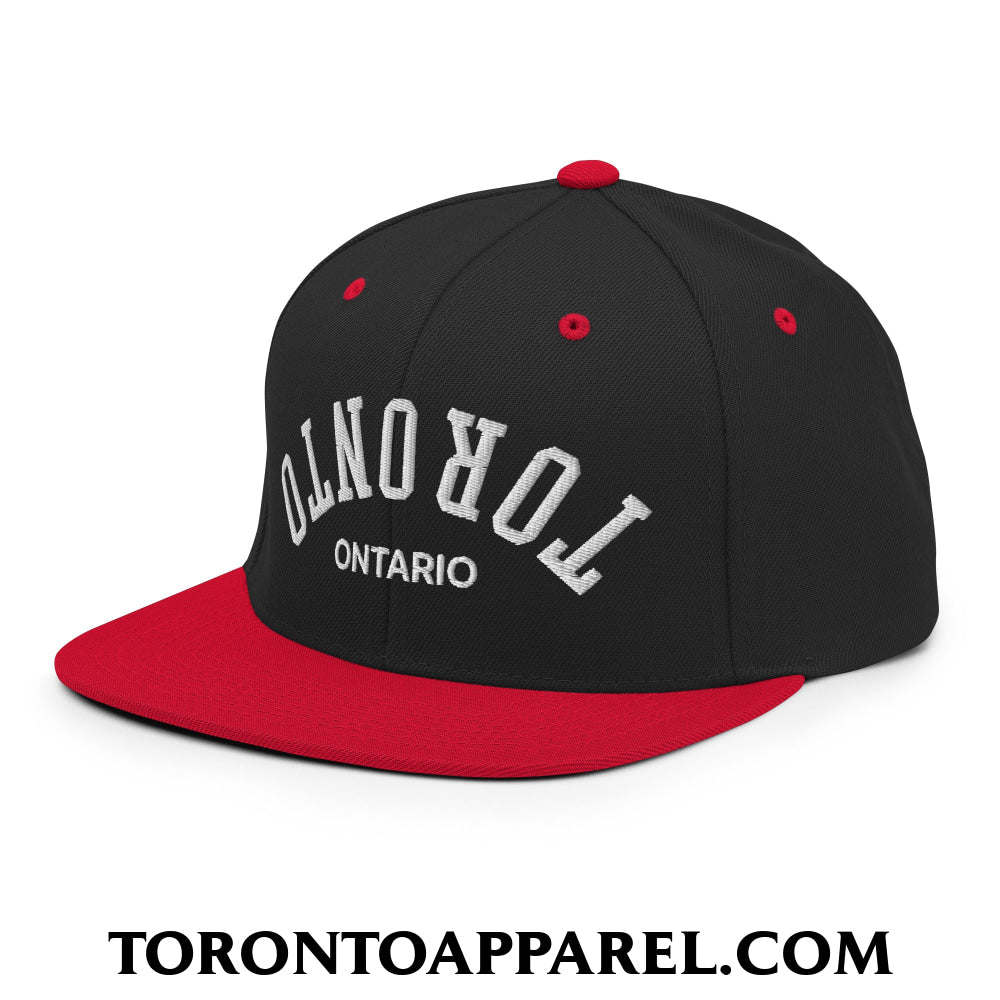 Upside Down Toronto Ontario Embroidered Flat Brim Bill Snapback Hat - Toronto Apparel