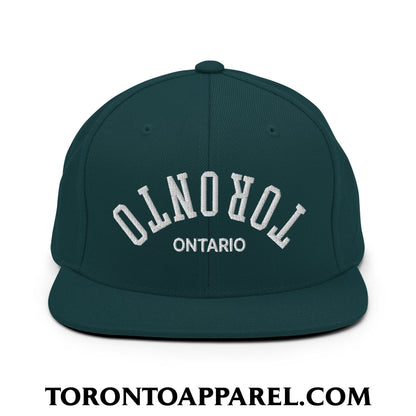 Upside Down Toronto Ontario Embroidered Flat Brim Bill Snapback Hat - Spruce - Toronto Apparel