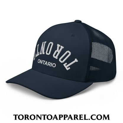 Upside Down Toronto Ontario Embroidered Mesh Trucker Hat - Toronto Apparel