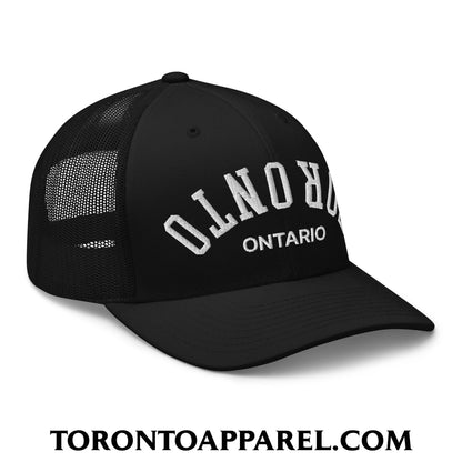 Upside Down Toronto Ontario Embroidered Mesh Trucker Hat - Toronto Apparel