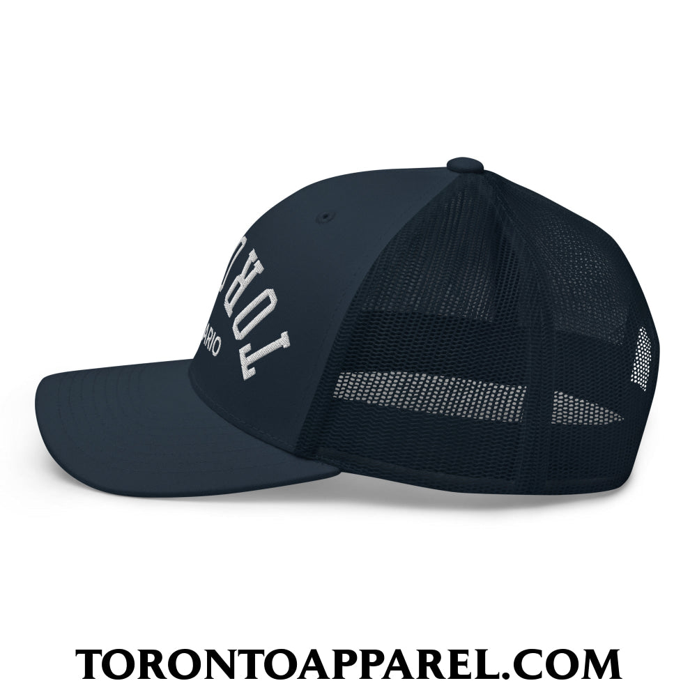 Upside Down Toronto Ontario Embroidered Mesh Trucker Hat - Toronto Apparel