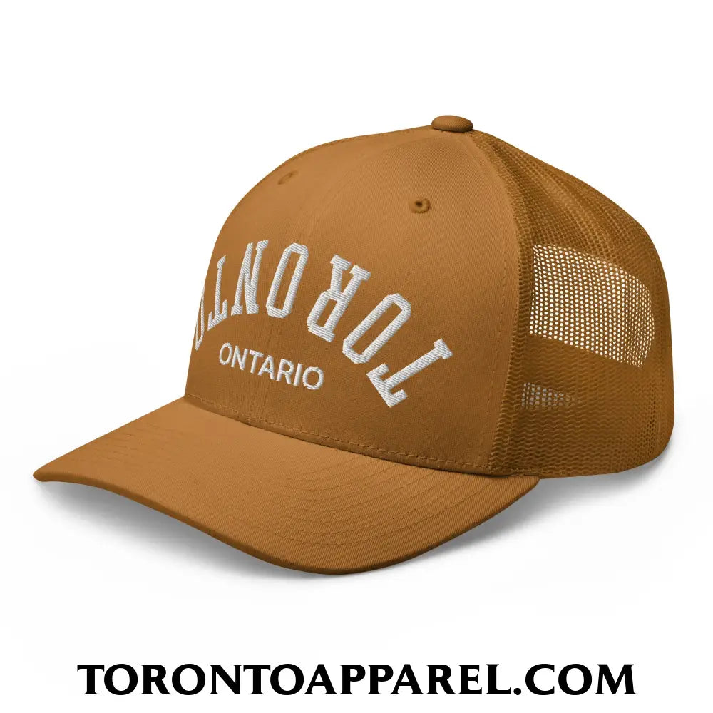 Upside Down Toronto Ontario Embroidered Mesh Trucker Hat - Toronto Apparel