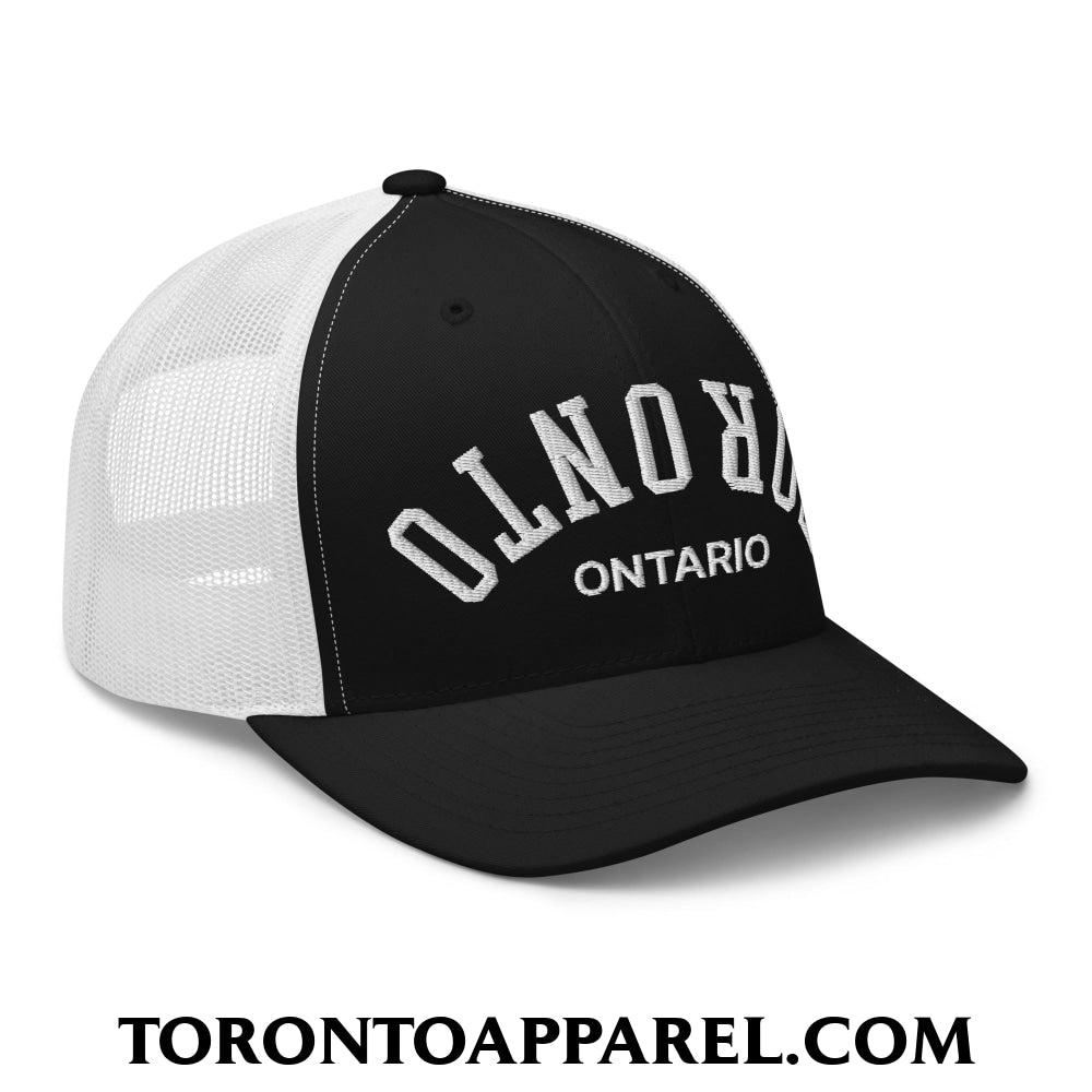 Upside Down Toronto Ontario Embroidered Mesh Trucker Hat - Toronto Apparel