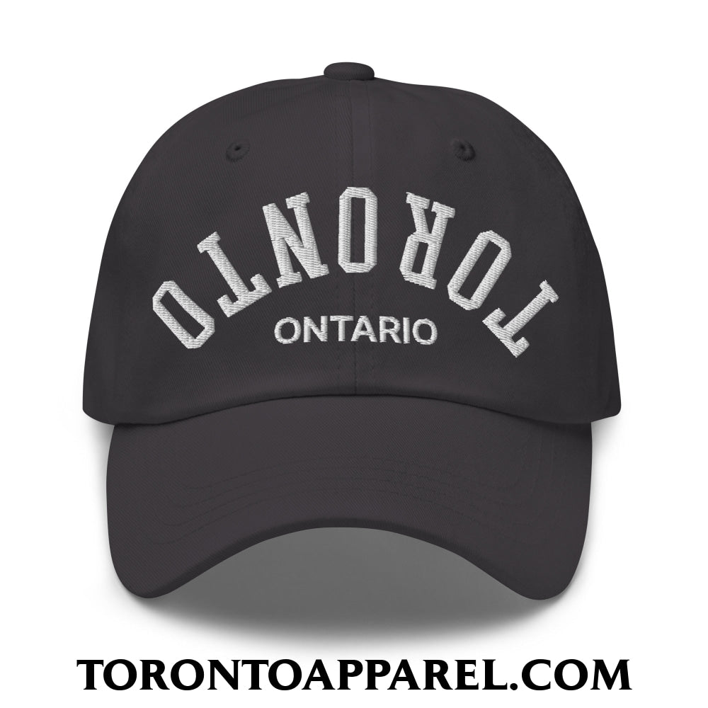 Upside Down Toronto Ontario Embroidered Unstructured Dad Hat - Dark Grey - Toronto Apparel