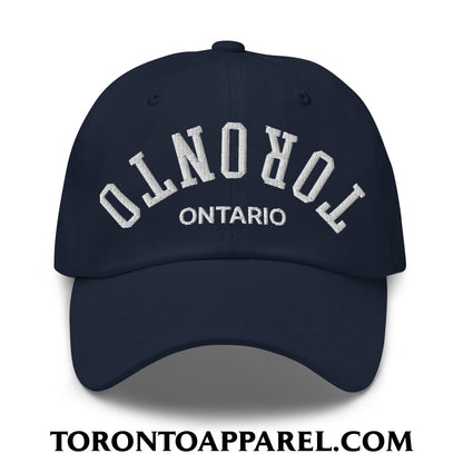 Upside Down Toronto Ontario Embroidered Unstructured Dad Hat - Navy - Toronto Apparel