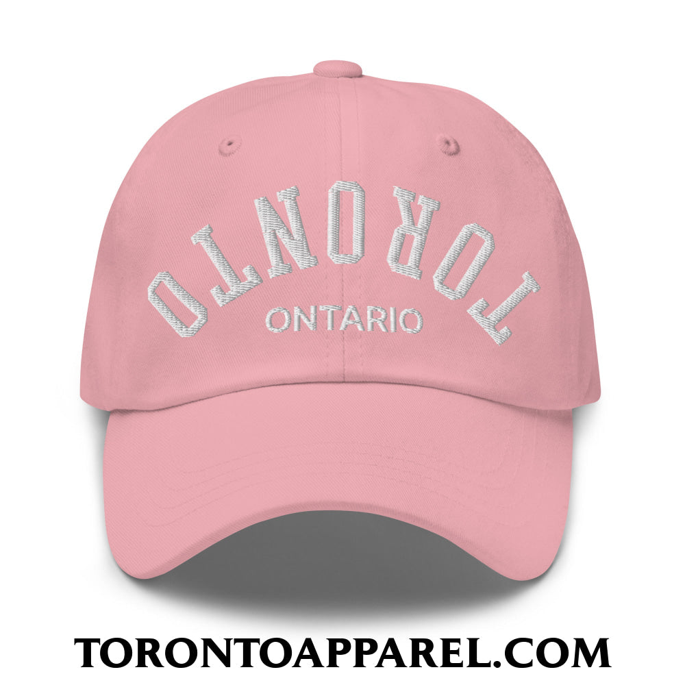Upside Down Toronto Ontario Embroidered Unstructured Dad Hat - Pink - Toronto Apparel