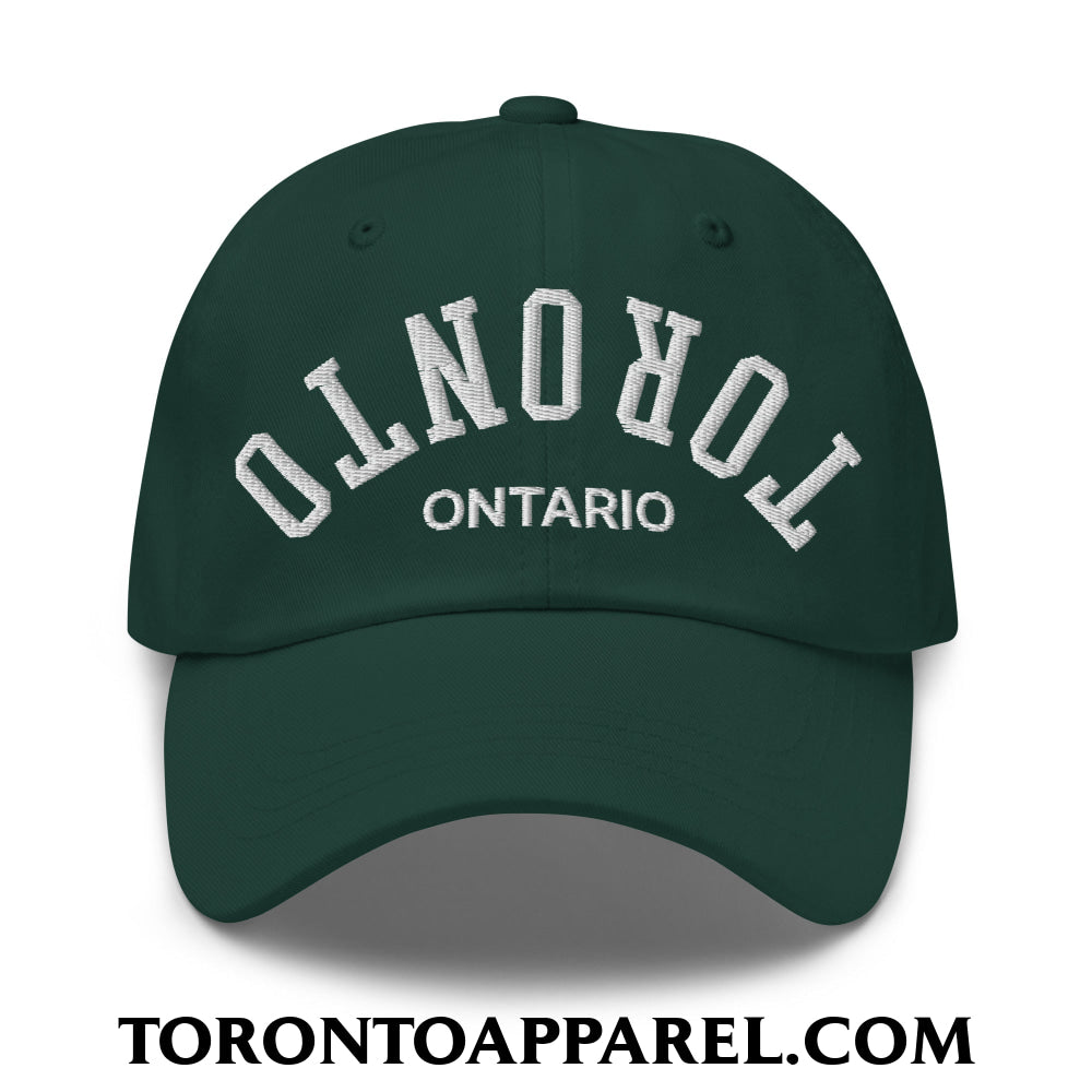Upside Down Toronto Ontario Embroidered Unstructured Dad Hat - Spruce - Toronto Apparel