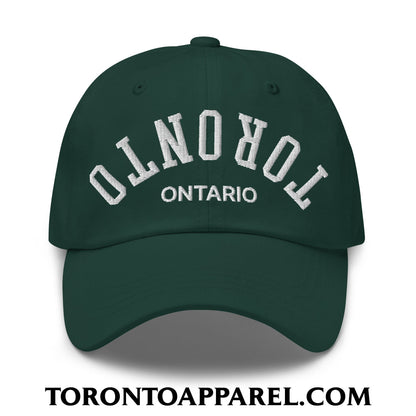 Upside Down Toronto Ontario Embroidered Unstructured Dad Hat - Spruce - Toronto Apparel